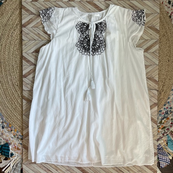 Susana Monaco Dress Embroidered Beach Swim Resort Cover Up Tassel Tie Keyhole - Picture 2 of 8